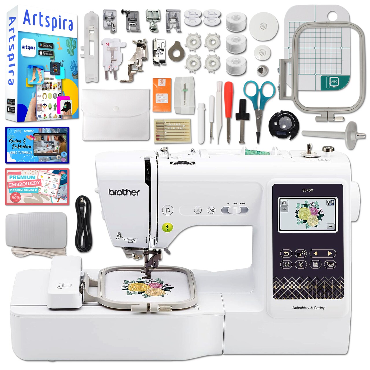 Brother SE700 Embroidery & Sewing Machine w/ 4" x 4" Hoop & 40+ Accessories